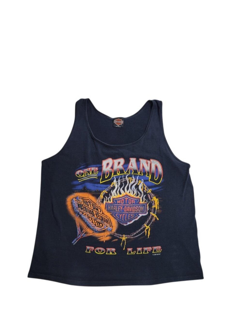 Vintage 90s Harley Davidson Motorcycles One Brand For Life Biker Tank Top Sz XL